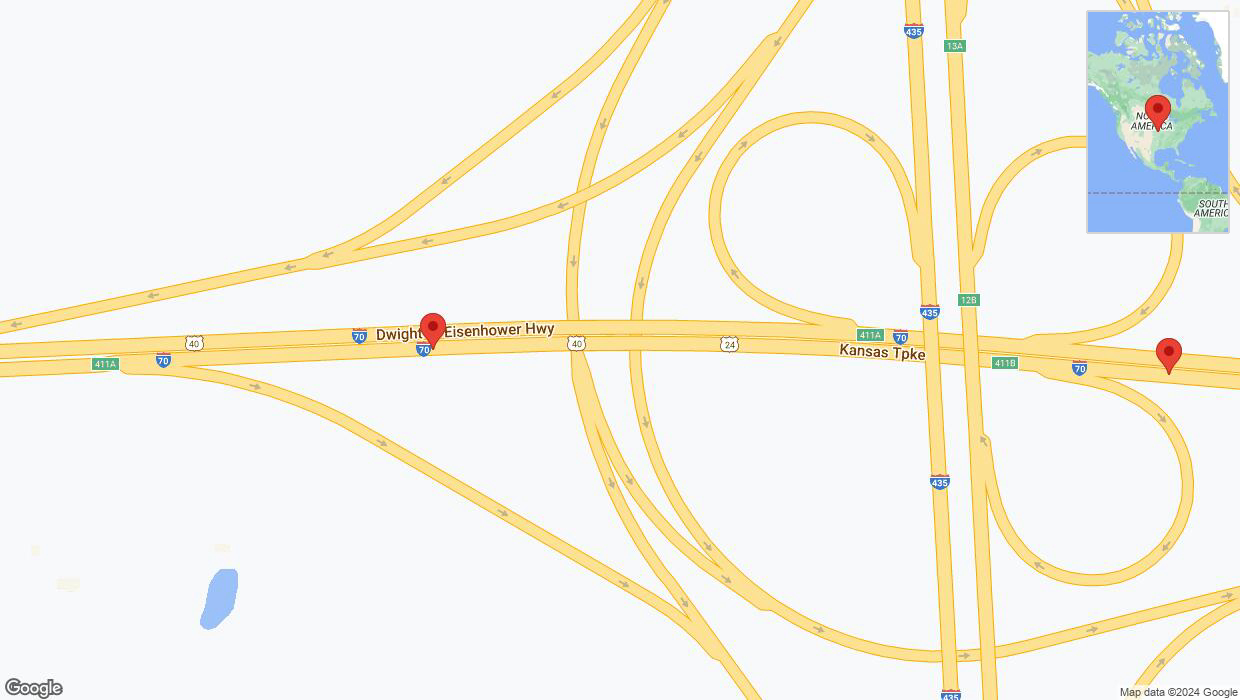 A detailed map that shows the affected road due to 'Lane on I-70 closed in Edwardsville' on June 15th at 10:19 p.m.