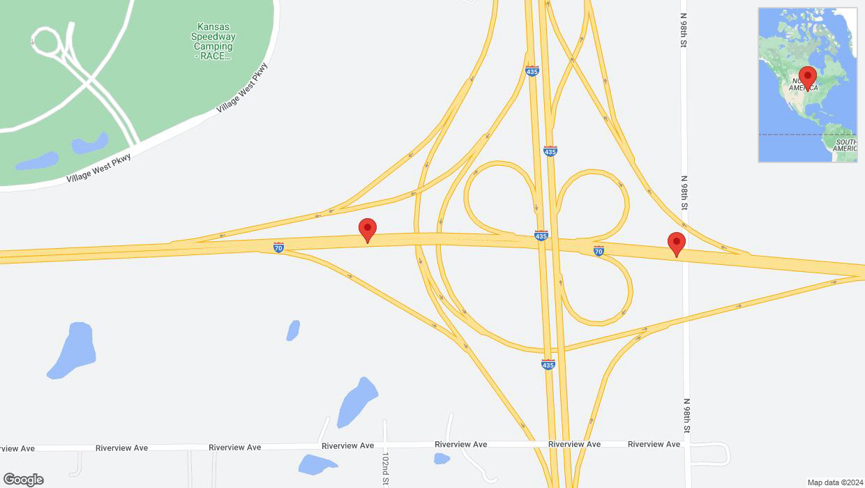A detailed map that shows the affected road due to 'Lane on I-70 closed in Edwardsville' on June 11th at 11:13 p.m.