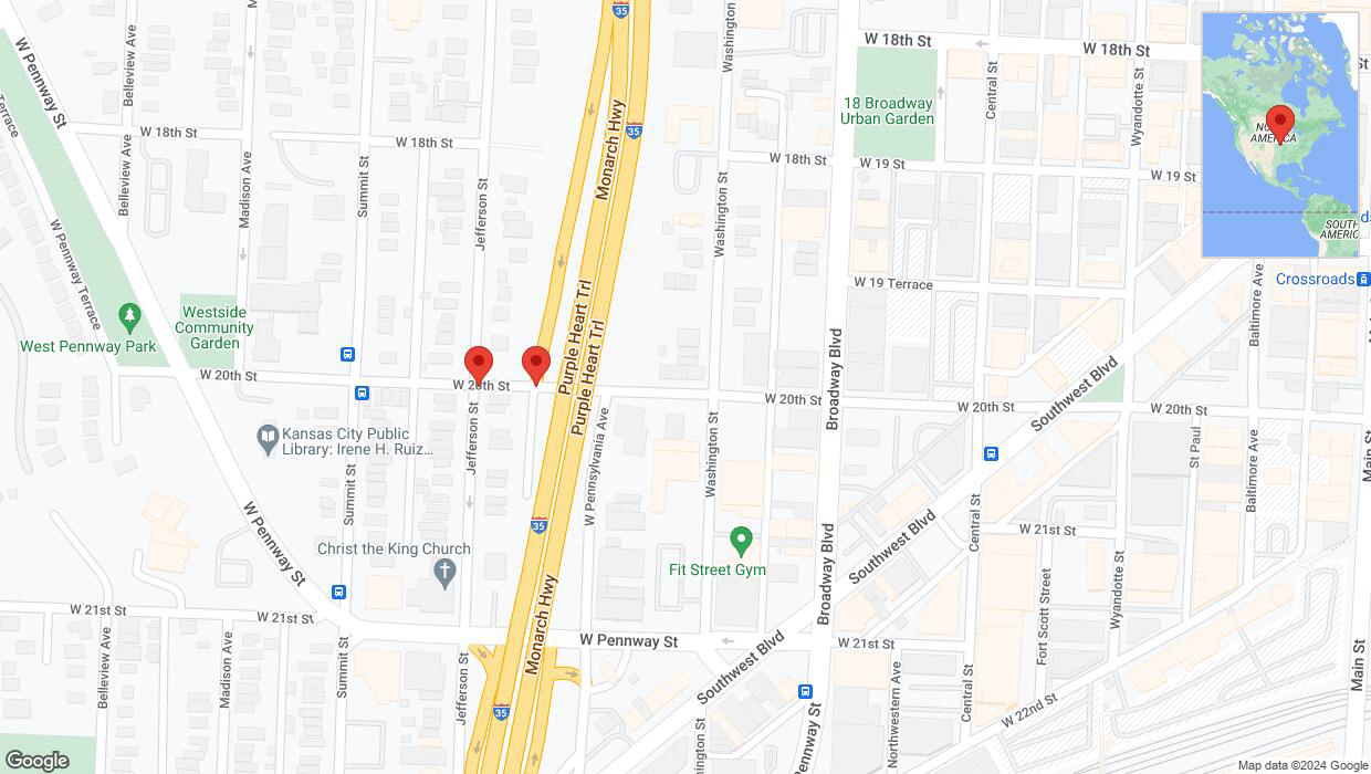 A detailed map that shows the affected road due to 'Kansas City: Jefferson Street temporarily closed' on June 12th at 12:09 p.m.