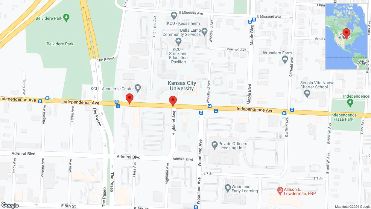 A detailed map that shows the affected road due to 'Kansas City: Independence Avenue/US-24 closed' on June 16th at 12:17 p.m.