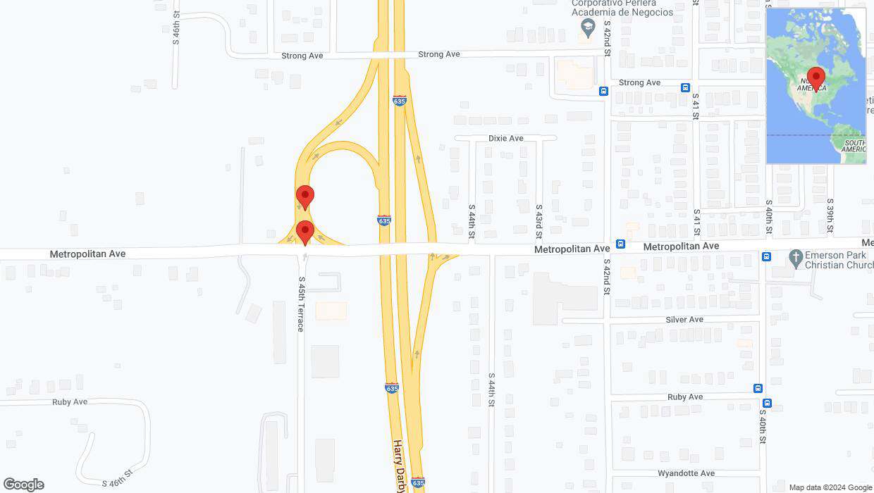 A detailed map that shows the affected road due to 'Metropolitan Avenue temporarily closed in Kansas City' on June 15th at 2:18 p.m.