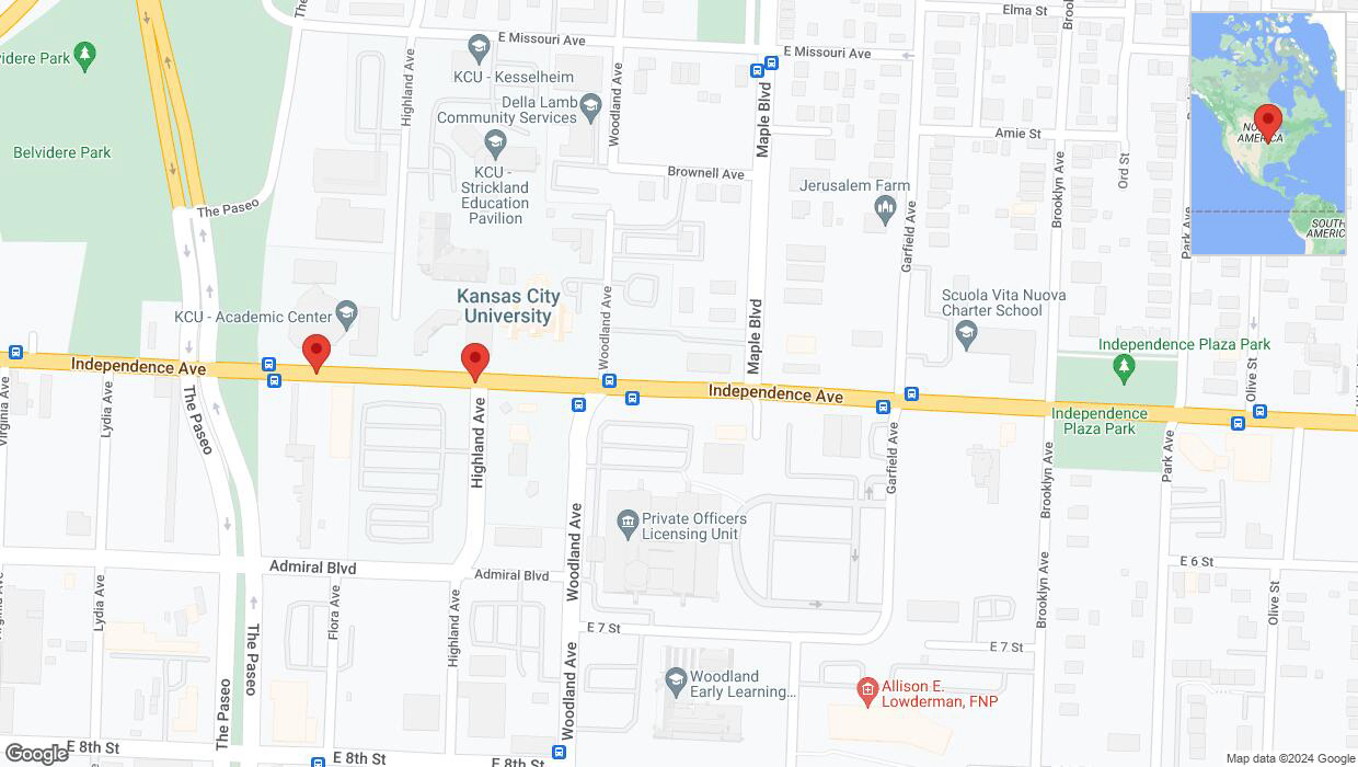 A detailed map that shows the affected road due to 'Independence Avenue/US-24 closed in Kansas City' on June 18th at 9:15 p.m.