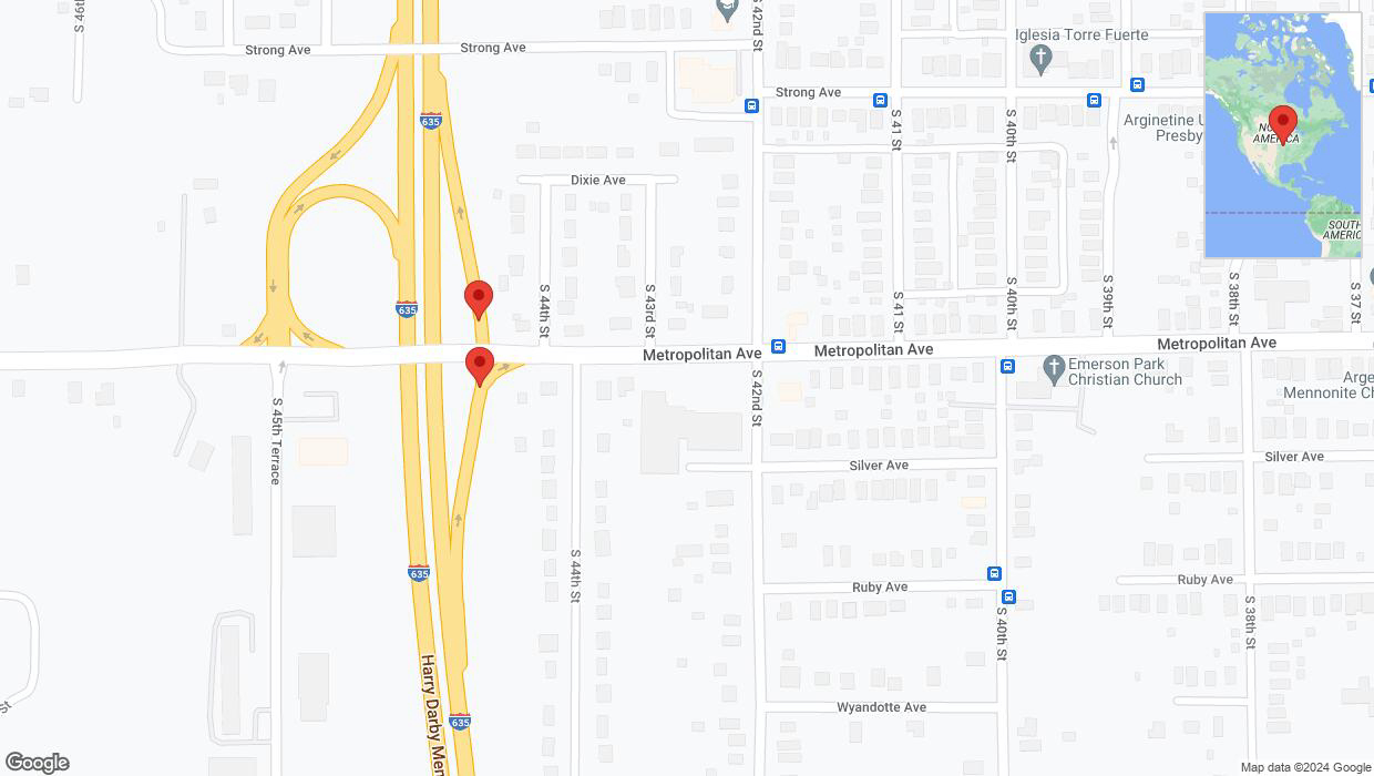 A detailed map that shows the affected road due to 'Metropolitan Avenue closed in Kansas City' on June 18th at 3:03 p.m.