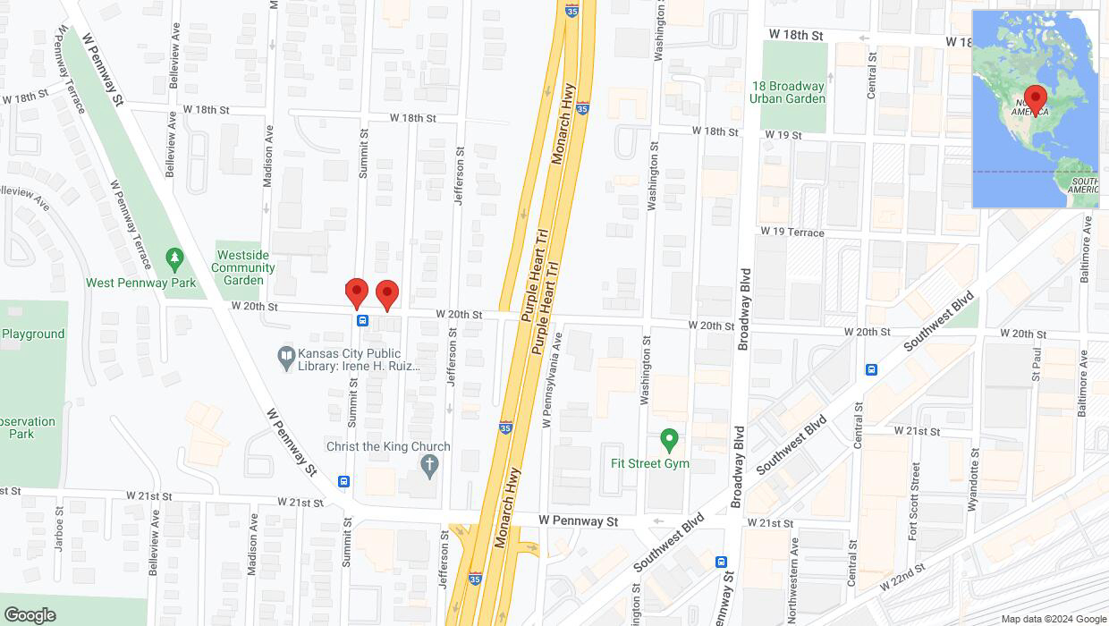A detailed map that shows the affected road due to 'Kansas City: West 20th Street temporarily closed' on June 18th at 3:21 p.m.