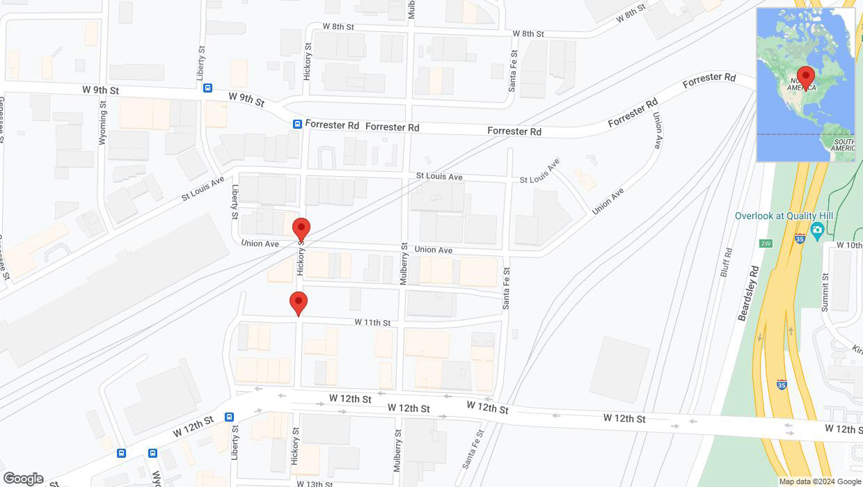 A detailed map that shows the affected road due to 'Kansas City: Union Avenue closed' on June 18th at 8:51 p.m.