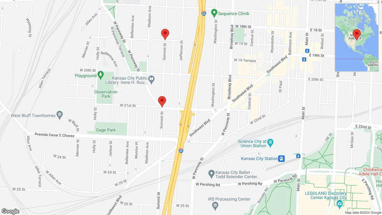 A detailed map that shows the affected road due to 'Kansas City: Summit Street closed' on June 19th at 12:54 p.m.