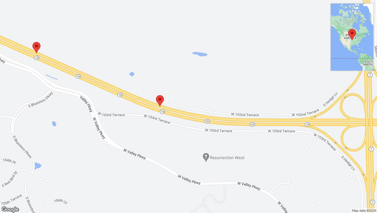 A detailed map that shows the affected road due to 'Crash update: K-10' on June 19th at 1:04 p.m.
