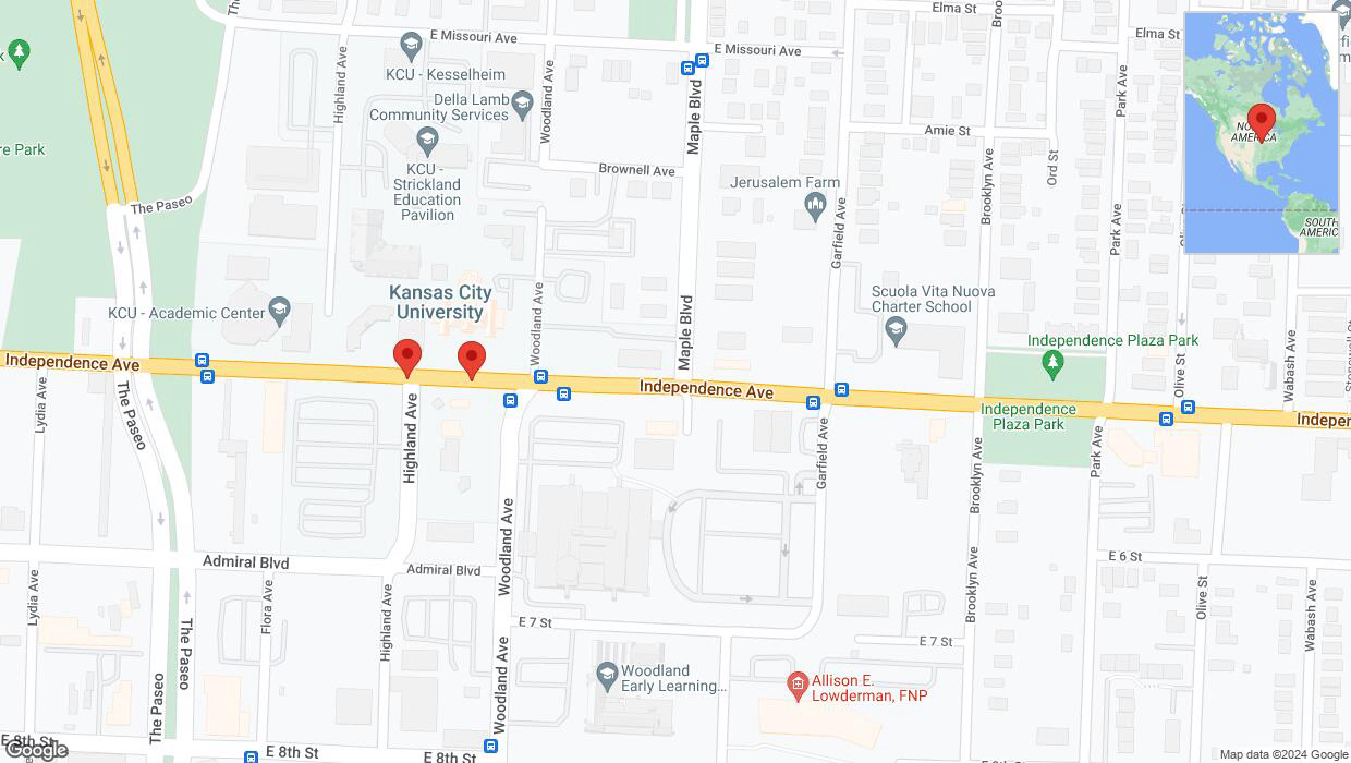 A detailed map that shows the affected road due to 'Kansas City: Independence Avenue/US-24 temporarily closed' on June 20th at 12:51 p.m.