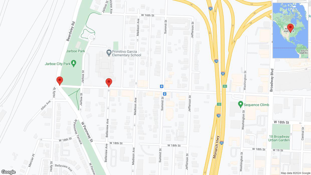 A detailed map that shows the affected road due to 'West 17 Street temporarily closed in Kansas City' on June 22nd at 8:50 p.m.
