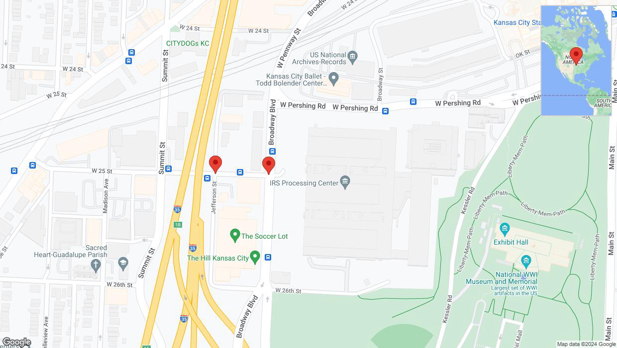 A detailed map that shows the affected road due to 'Kansas City: Jefferson Street temporarily closed' on June 24th at 3:41 p.m.