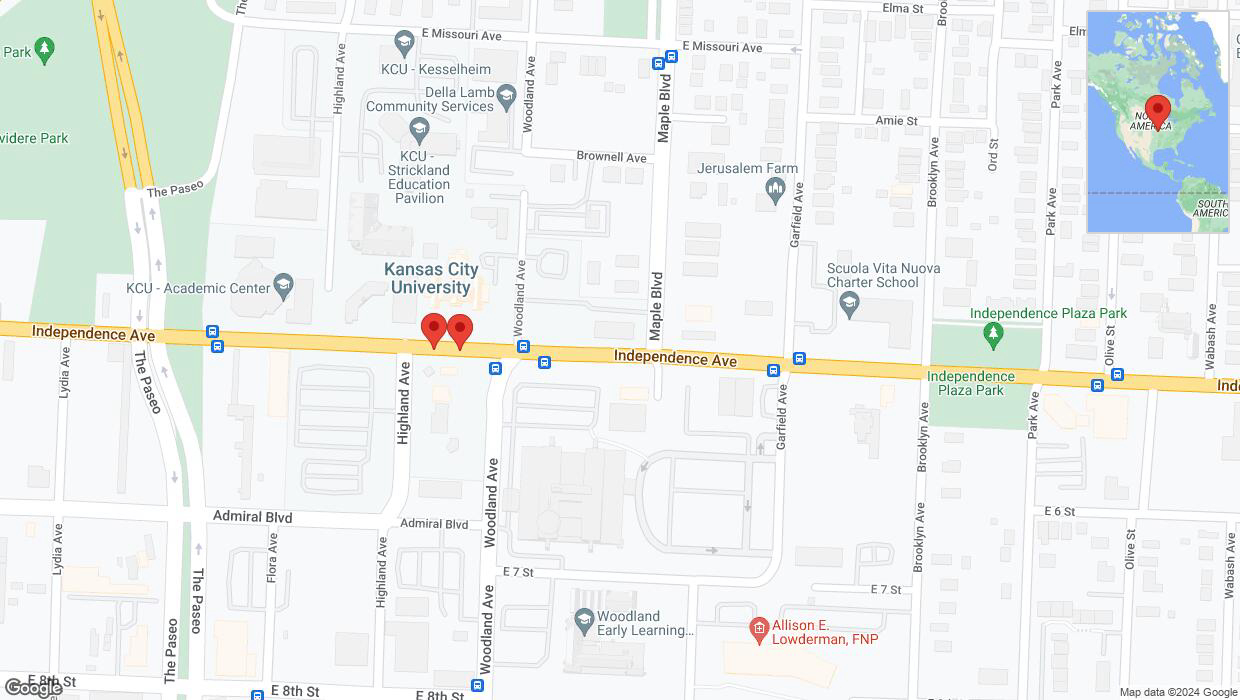 A detailed map that shows the affected road due to 'Independence Avenue/US-24 temporarily closed in Kansas City' on June 29th at 3:44 p.m.