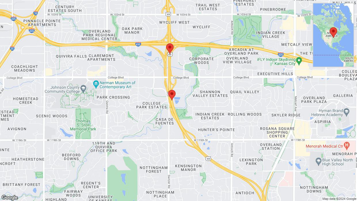 A detailed map that shows the affected road due to 'Crash update: US-69' on July 1st at 12:42 p.m.