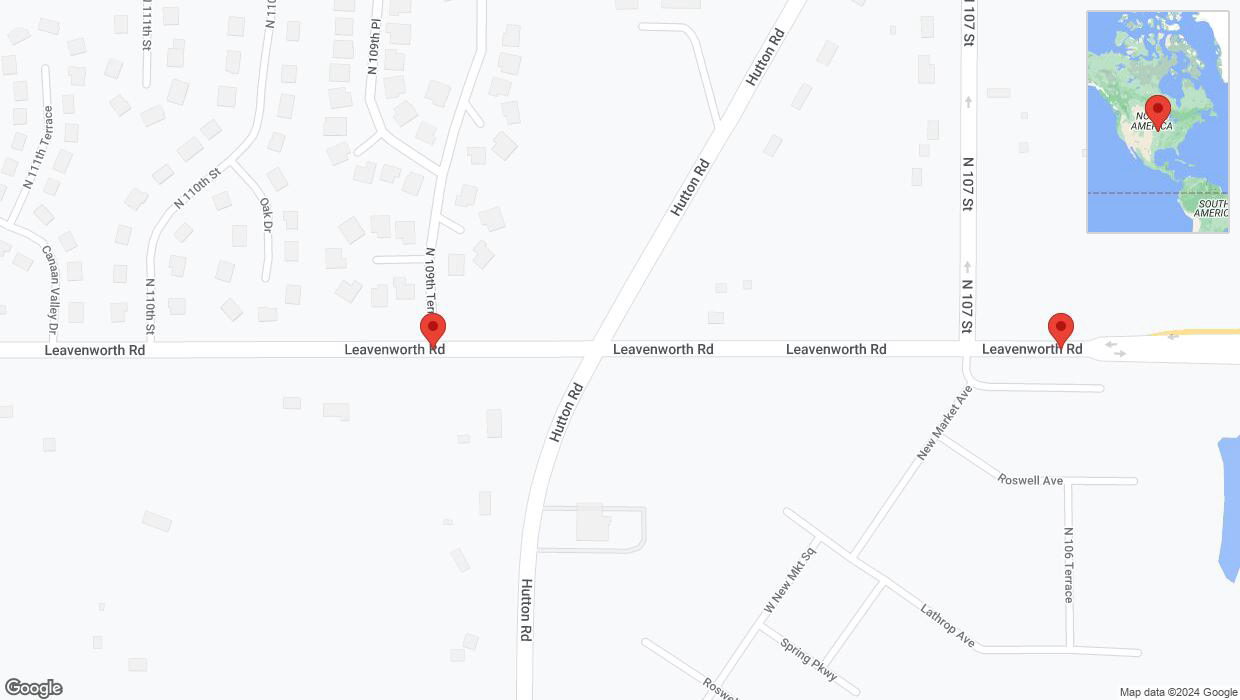 A detailed map that shows the affected road due to 'Leavenworth Road closed in Kansas City' on July 1st at 3:18 p.m.