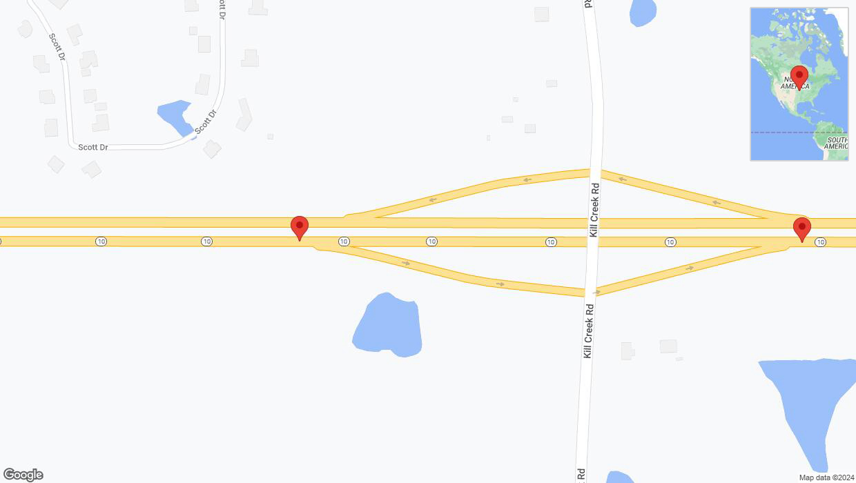 A detailed map that shows the affected road due to 'K-10 closed in De Soto' on July 1st at 7:20 p.m.