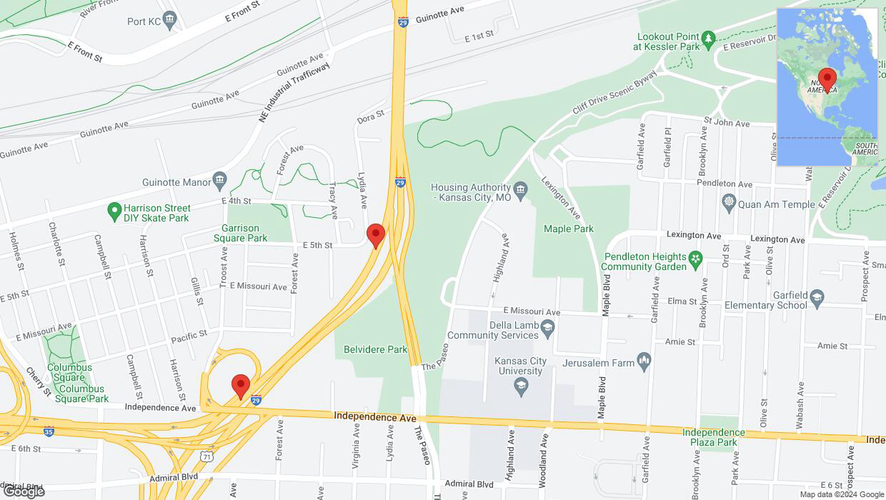 A detailed map that shows the affected road due to 'Heavy rain prompts traffic warning on southbound I-35 in Kansas City' on July 3rd at 6:42 p.m.
