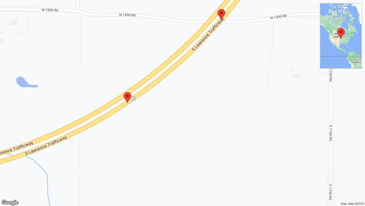 A detailed map that shows the affected road due to 'Lawrence: K-10 temporarily closed until Apr. 26' on July 7th at 4:02 a.m.