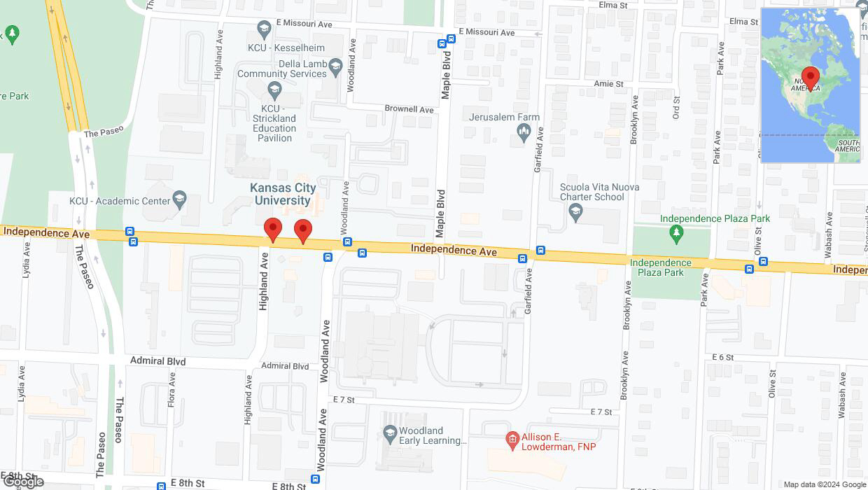 A detailed map that shows the affected road due to 'Independence Avenue/US-24 closed in Kansas City' on July 7th at 5:49 p.m.