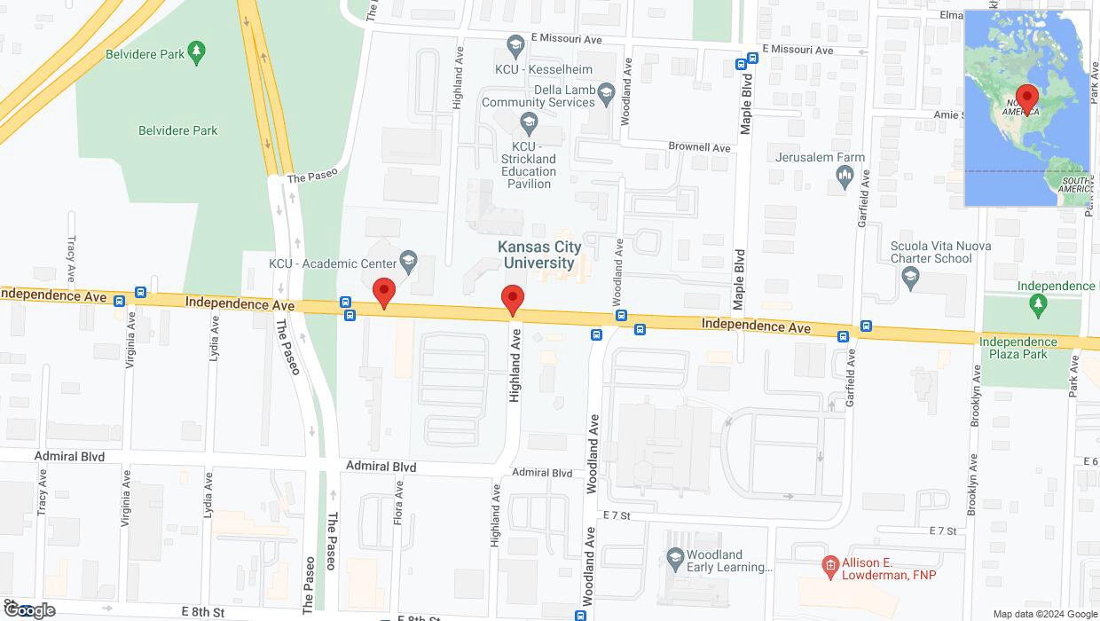 A detailed map that shows the affected road due to 'Kansas City: Independence Avenue/US-24 closed' on July 11th at 3:46 p.m.
