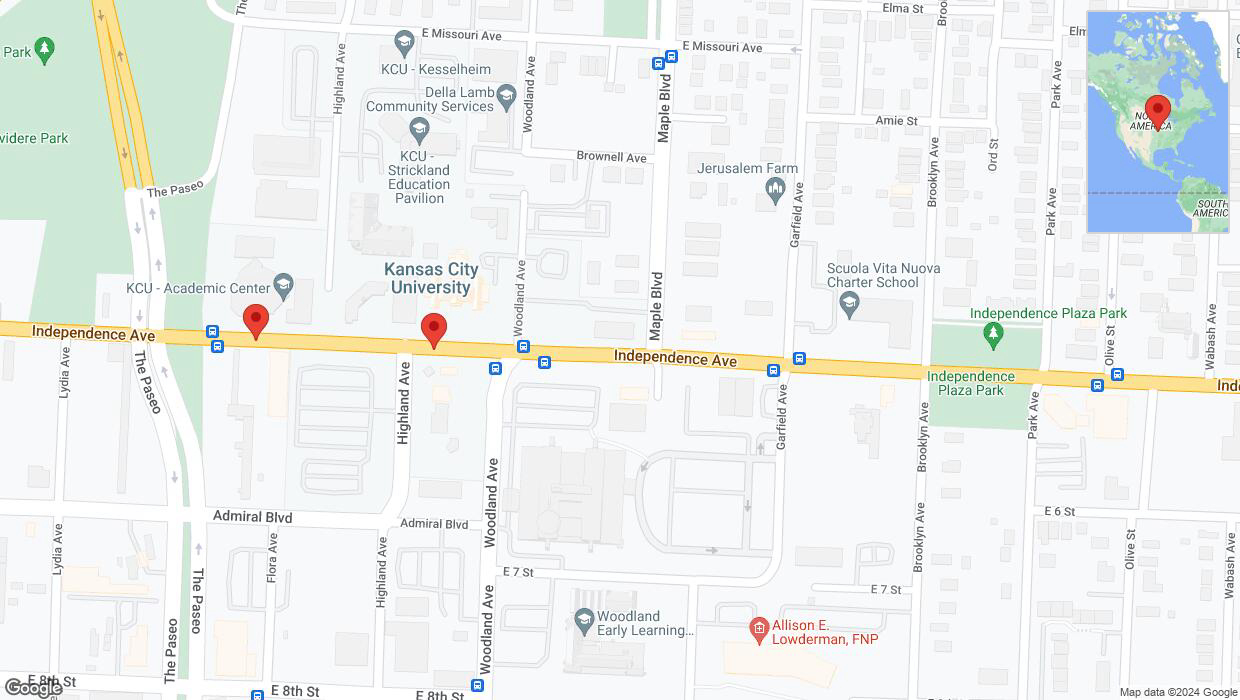 A detailed map that shows the affected road due to 'Independence Avenue/US-24 temporarily closed in Kansas City' on July 11th at 5:46 p.m.