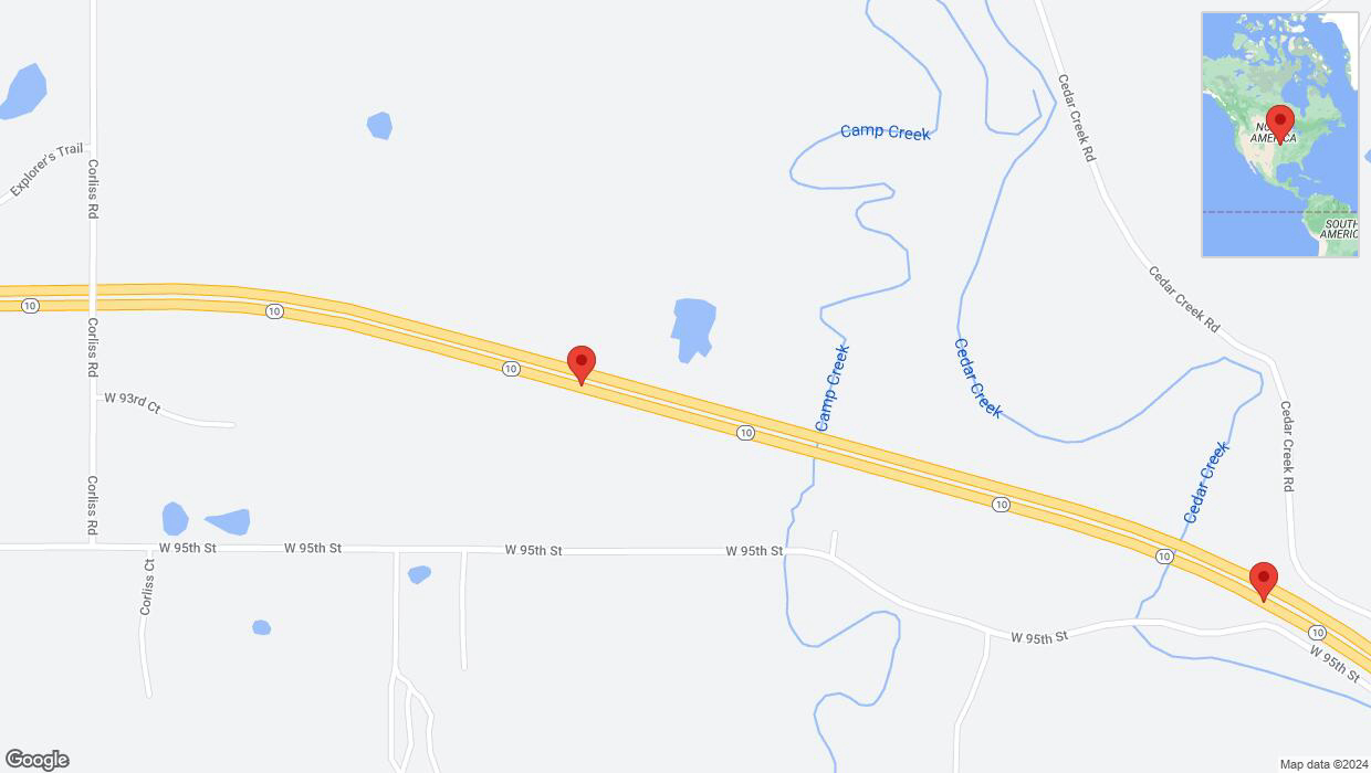 A detailed map that shows the affected road due to 'Lane on K-10 closed in De Soto' on July 8th at 8:02 p.m.