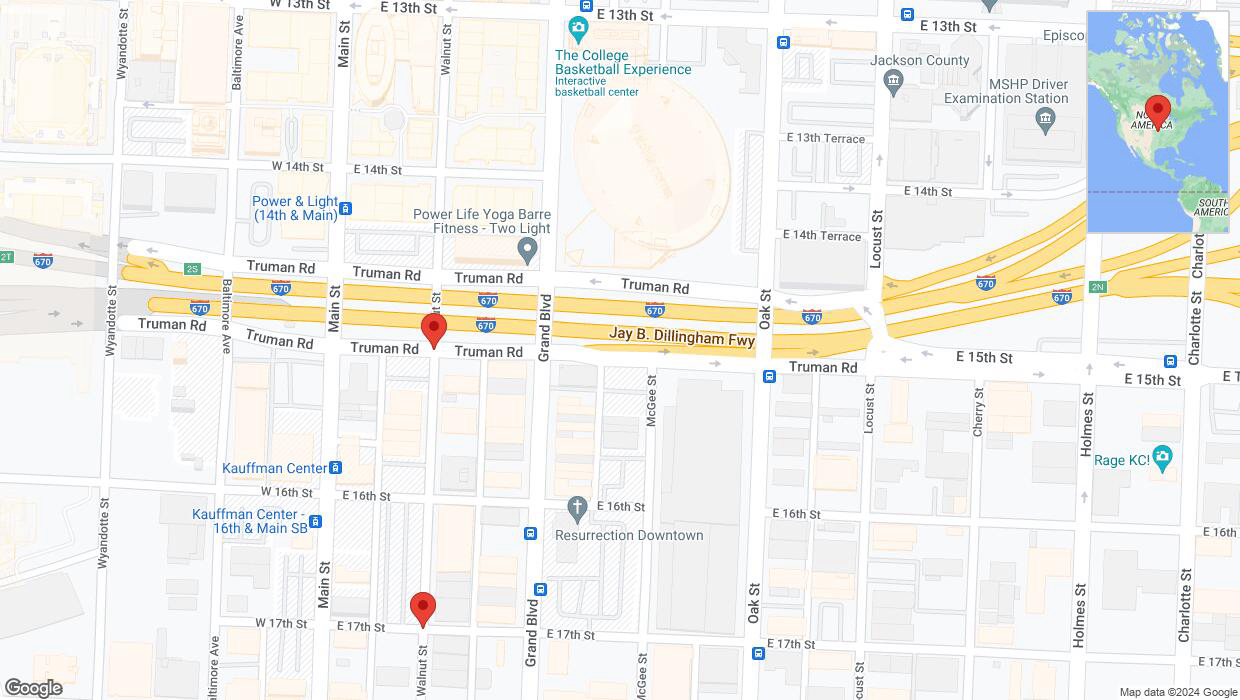 A detailed map that shows the affected road due to 'Kansas City: Walnut Street temporarily closed' on July 10th at 7:17 p.m.