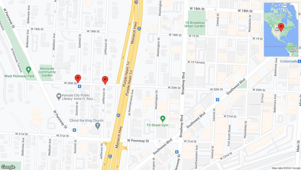 A detailed map that shows the affected road due to 'Jefferson Street temporarily closed in Kansas City' on July 11th at 3:28 p.m.