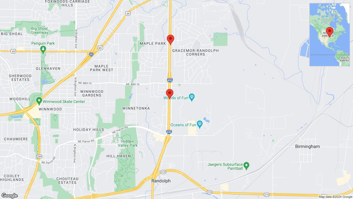A detailed map that shows the affected road due to 'Heavy rain prompts traffic advisory on northbound I-435 in Kansas City' on July 11th at 10:22 p.m.