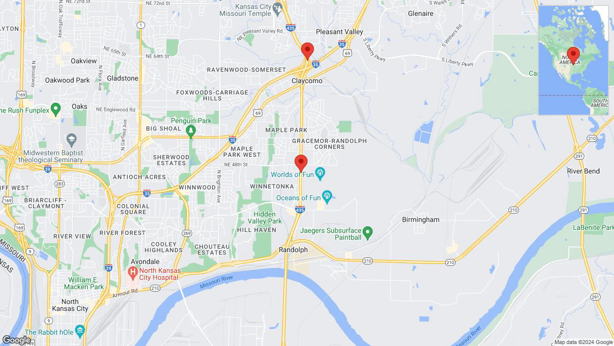 A detailed map that shows the affected road due to 'Heavy rain prompts traffic warning on northbound I-435 in Kansas City' on July 11th at 10:46 p.m.
