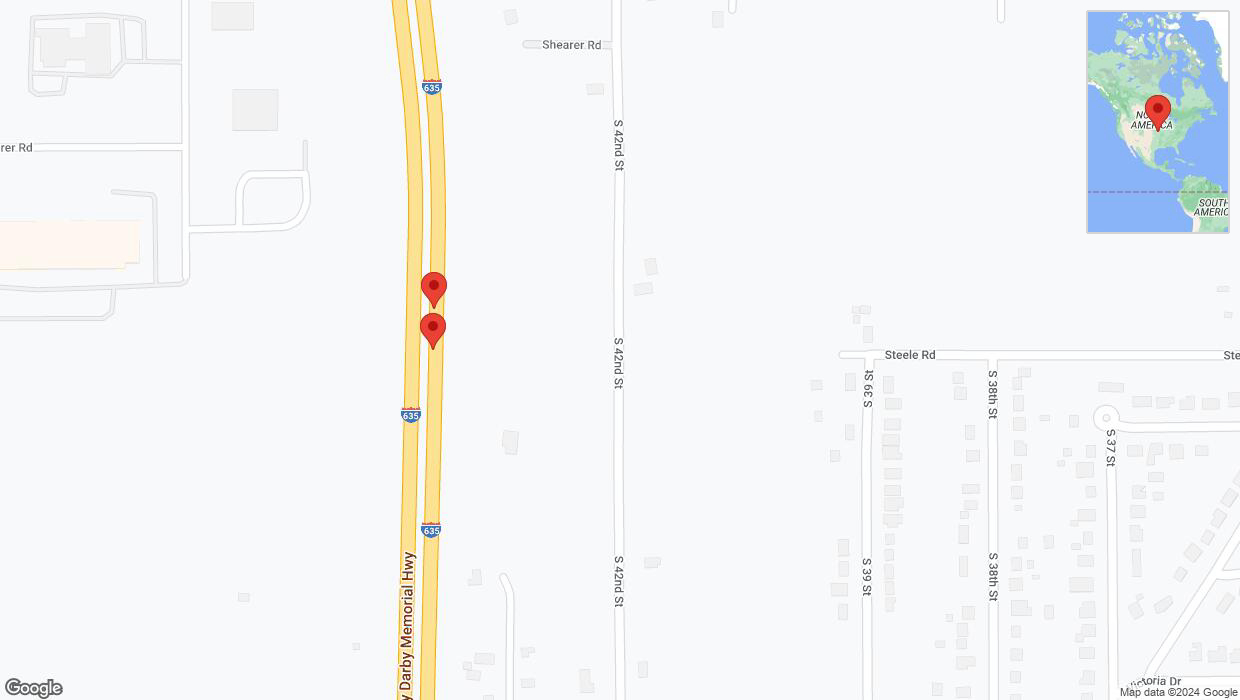 A detailed map that shows the affected road due to 'Broken down vehicle on northbound I-635 in Kansas City' on July 12th at 12:56 p.m.