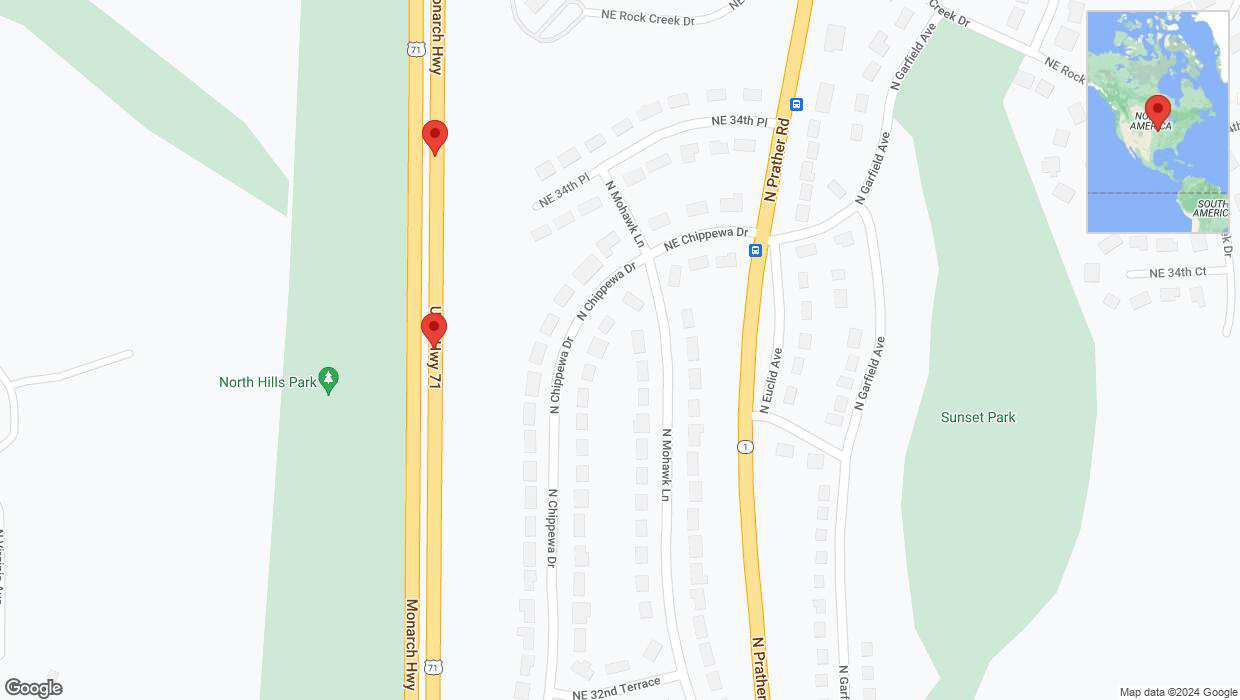 A detailed map that shows the affected road due to 'Broken down vehicle on northbound I-29/I-35 in Kansas City' on July 12th at 2:32 p.m.