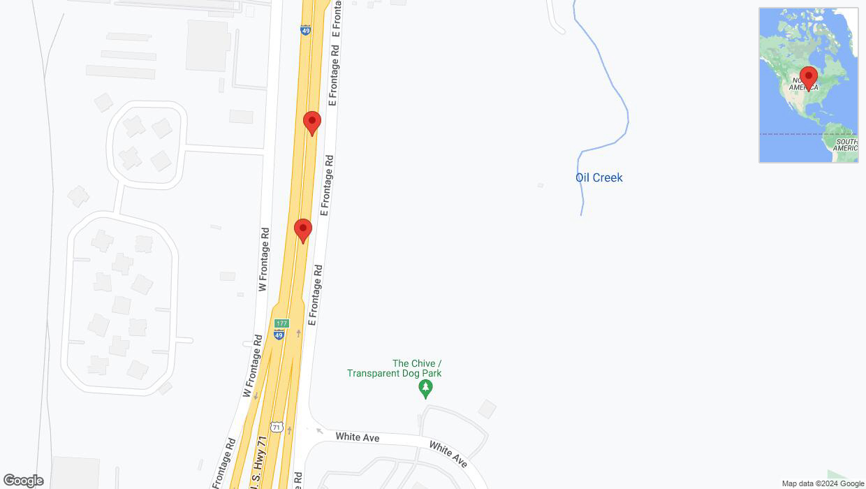 A detailed map that shows the affected road due to 'Warning in Kansas City: Crash reported on northbound I-40/US-71' on July 12th at 3:44 p.m.