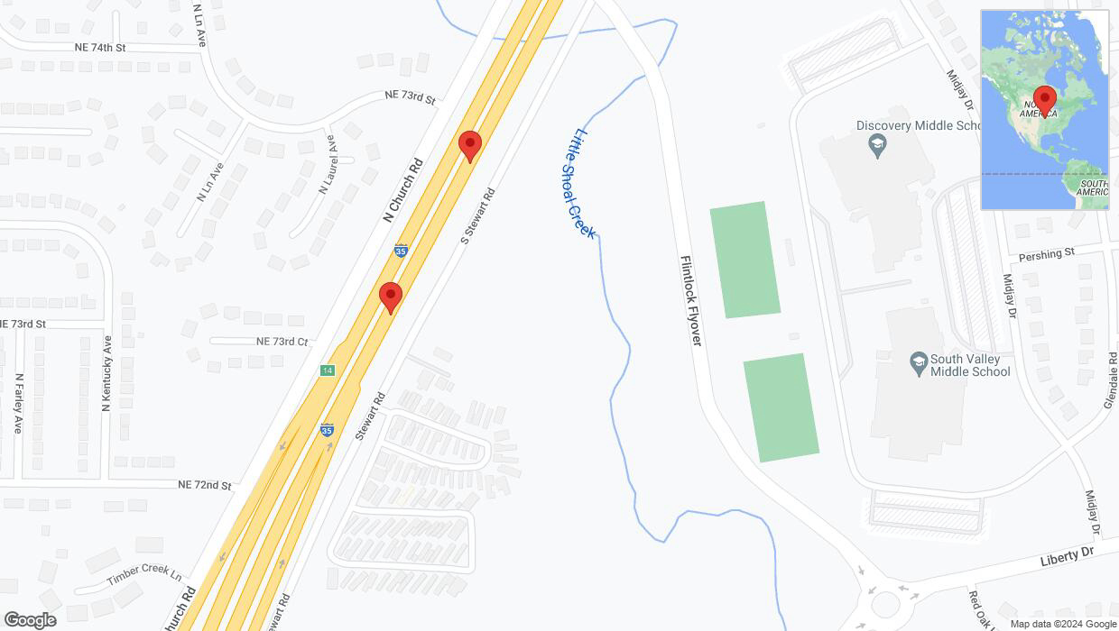 A detailed map that shows the affected road due to 'Broken down vehicle on northbound I-35 in Pleasant Valley' on July 12th at 4:14 p.m.