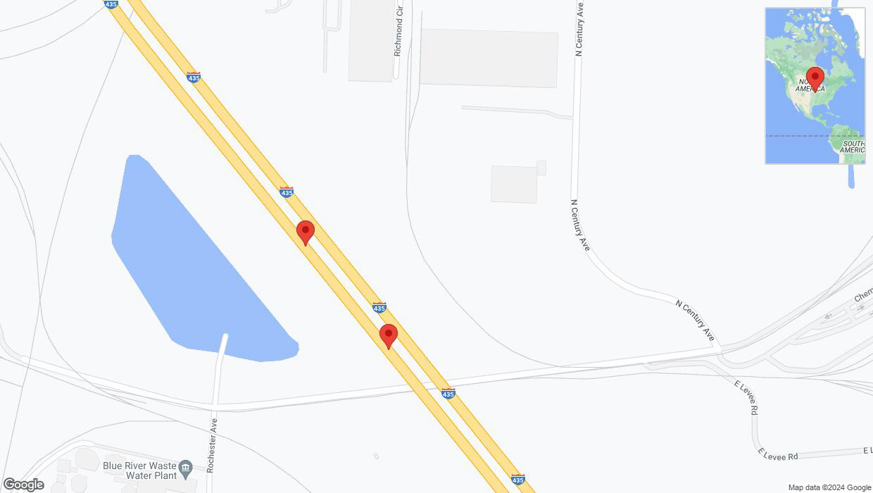 A detailed map that shows the affected road due to 'Broken down vehicle on southbound I-435 in Kansas City' on July 12th at 6:26 p.m.