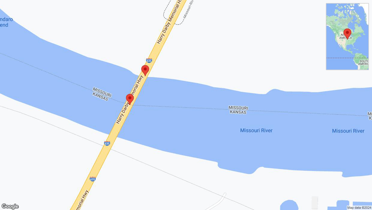 A detailed map that shows the affected road due to 'Broken down vehicle on northbound I-635 in Riverside' on July 12th at 7:44 p.m.
