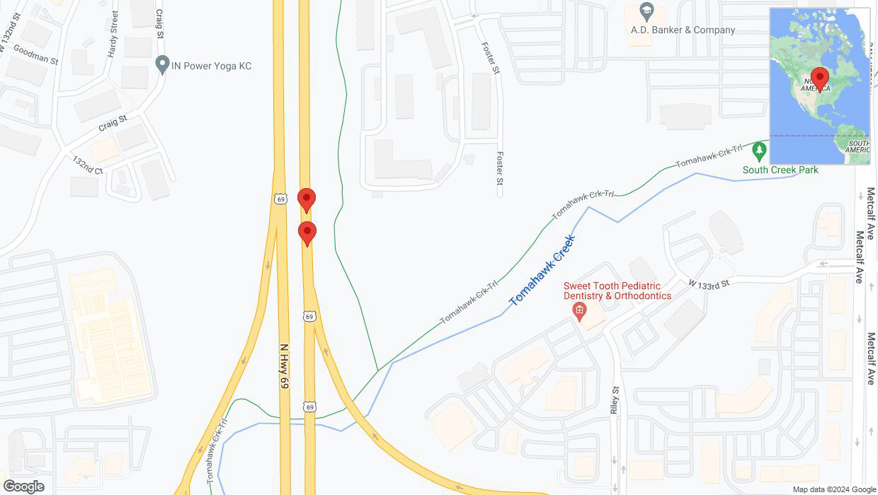 A detailed map that shows the affected road due to 'Crash report: US-69' on July 14th at 5:37 a.m.