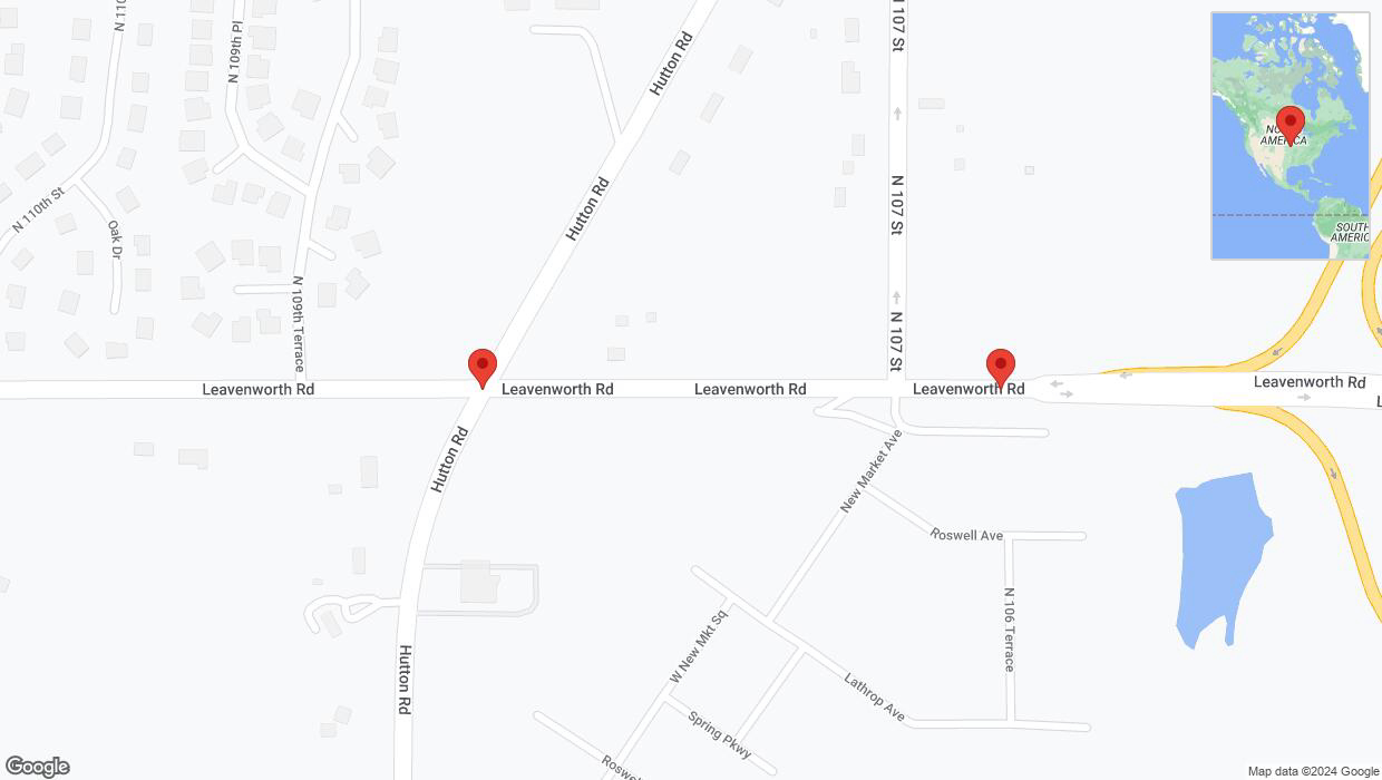A detailed map that shows the affected road due to 'Leavenworth Road closed in Kansas City' on July 16th at 12:20 p.m.