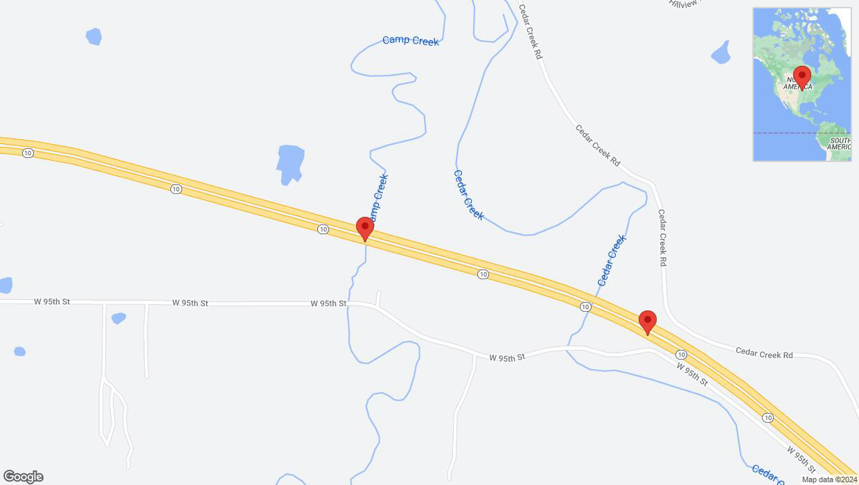 A detailed map that shows the affected road due to 'Lane on K-10 closed in De Soto' on July 15th at 6:17 p.m.