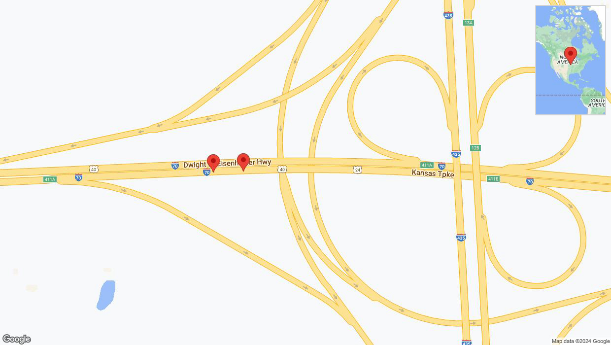 A detailed map that shows the affected road due to 'Broken down vehicle on eastbound I-70 in Edwardsville' on July 17th at 3:19 p.m.