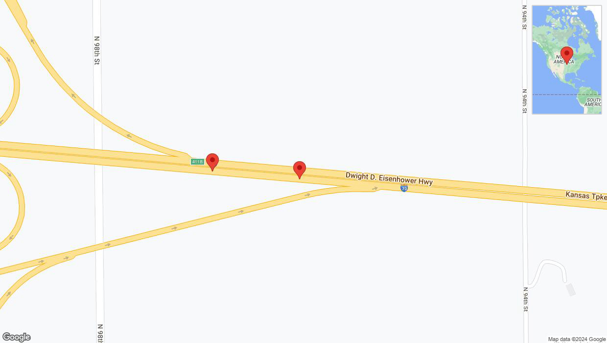 A detailed map that shows the affected road due to 'Broken down vehicle on eastbound I-70 in Edwardsville' on July 17th at 7:25 p.m.