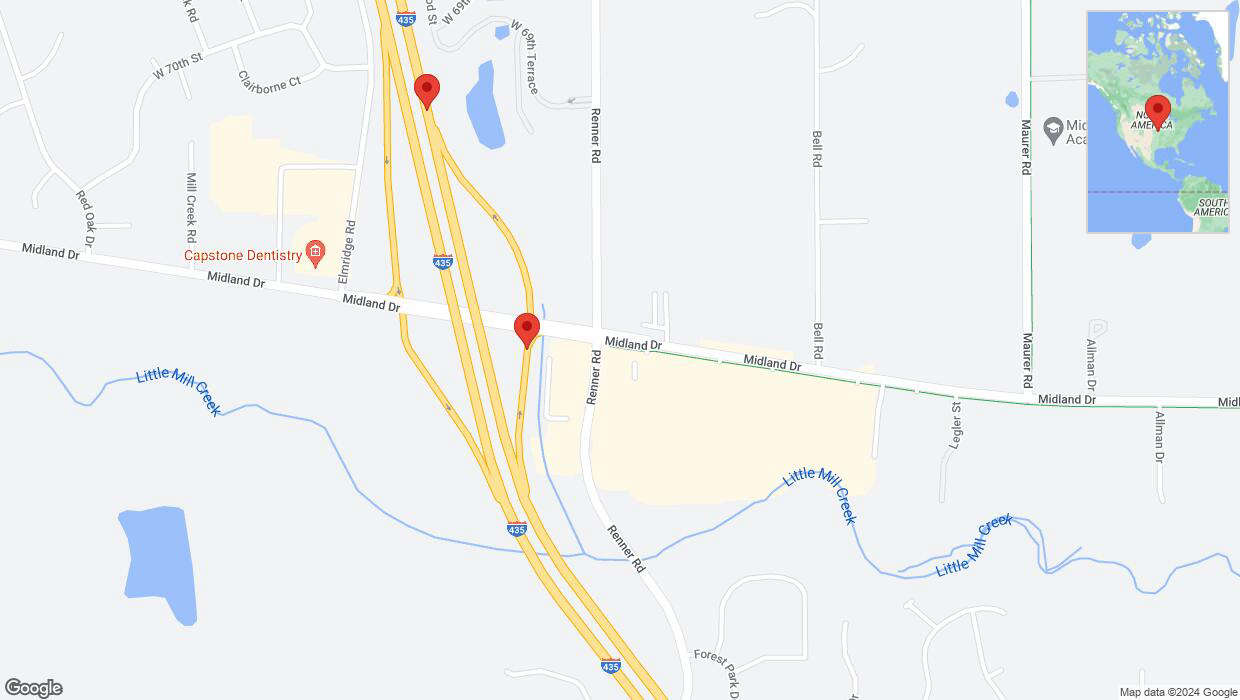 A detailed map that shows the affected road due to 'Shawnee: Renner Road temporarily closed' on July 23rd at 4:26 p.m.