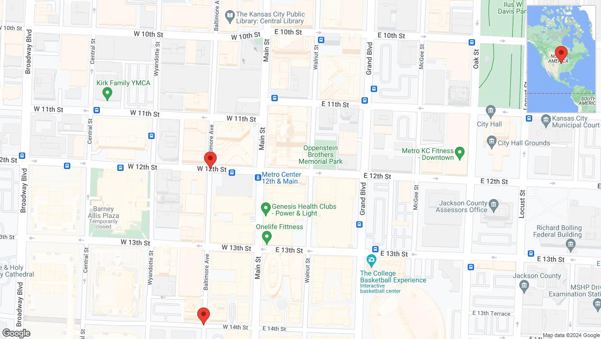 A detailed map that shows the affected road due to 'West 12th Street temporarily closed in Kansas City' on July 22nd at 5:03 p.m.
