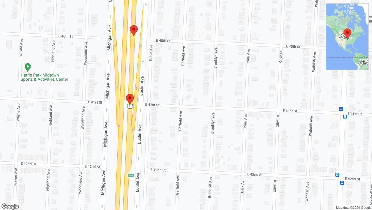 A detailed map that shows the affected road due to 'Broken down vehicle on northbound the Bruce R Watkins Expressway/US-71 in Kansas City' on July 28th at 7:11 p.m.