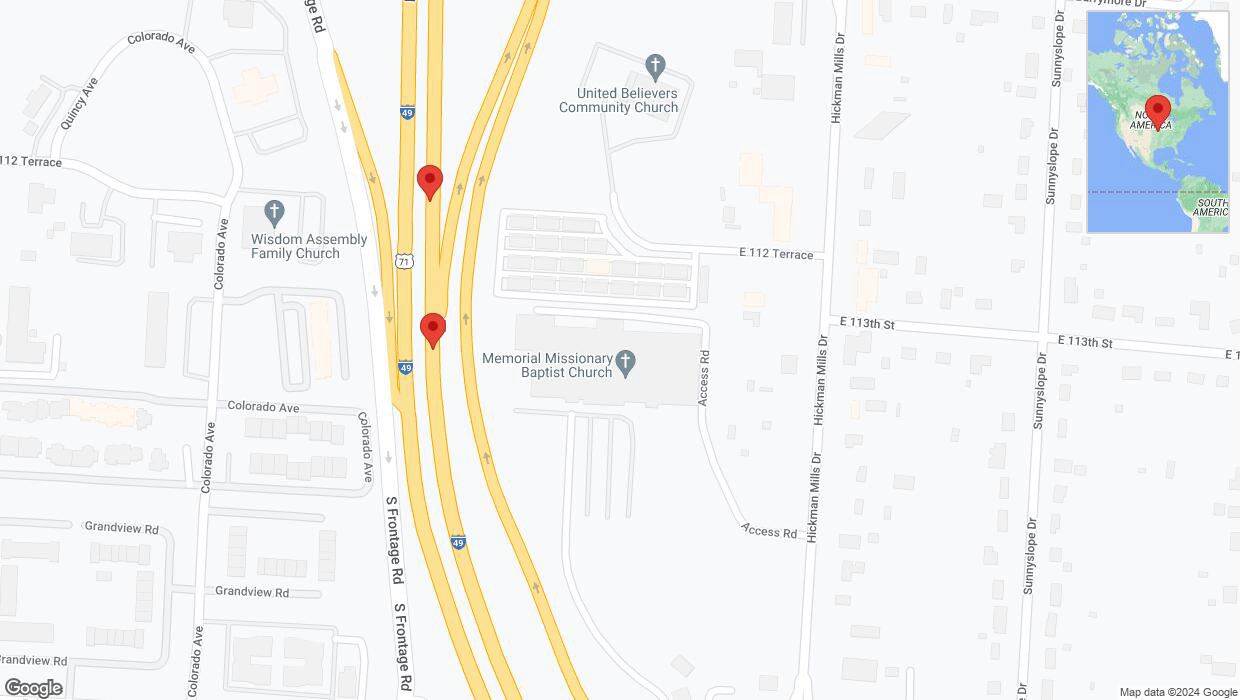 A detailed map that shows the affected road due to 'Broken down vehicle on northbound I-40/US-71 in Kansas City' on July 27th at 1:16 p.m.