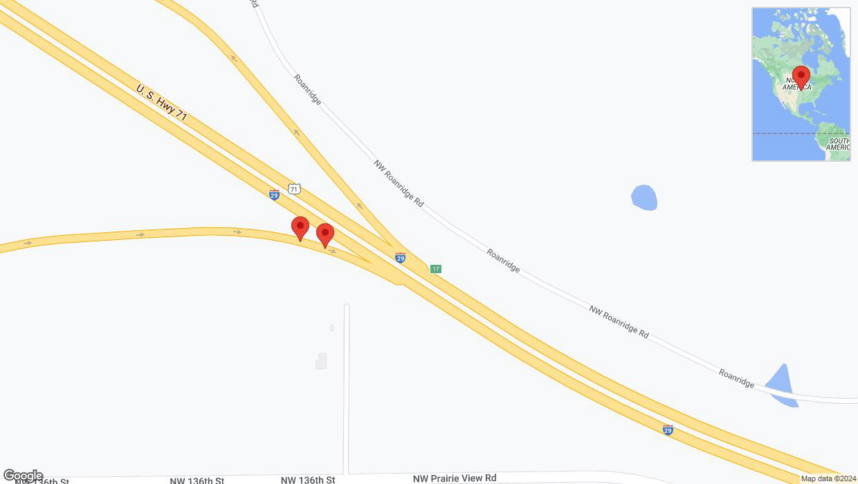 A detailed map that shows the affected road due to 'Broken down vehicle on northbound I-435 North in Platte City' on July 27th at 5:39 p.m.