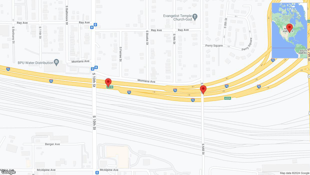 A detailed map that shows the affected road due to 'Warning: Crash on eastbound I-670 East in Kansas City' on July 27th at 4:51 p.m.