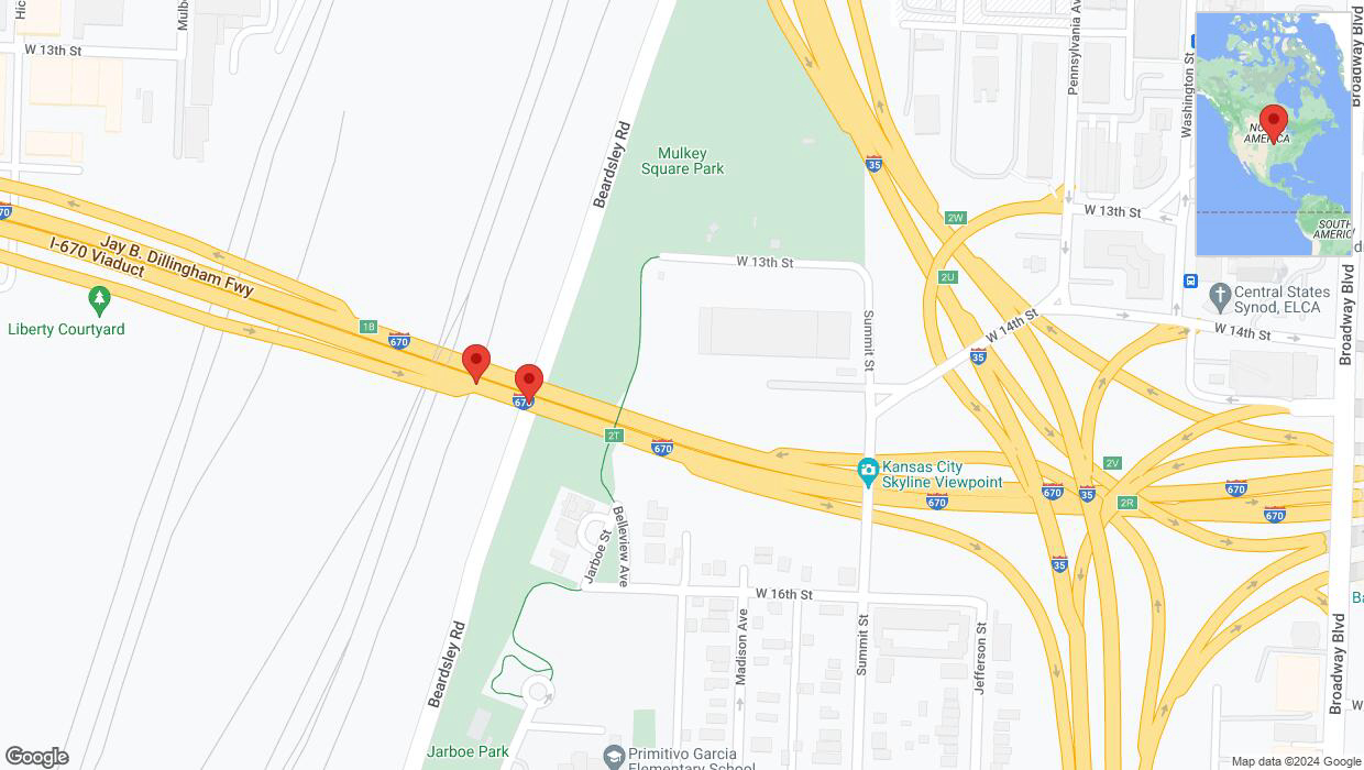 A detailed map that shows the affected road due to 'Crash report: I-670' on July 27th at 5:45 p.m.