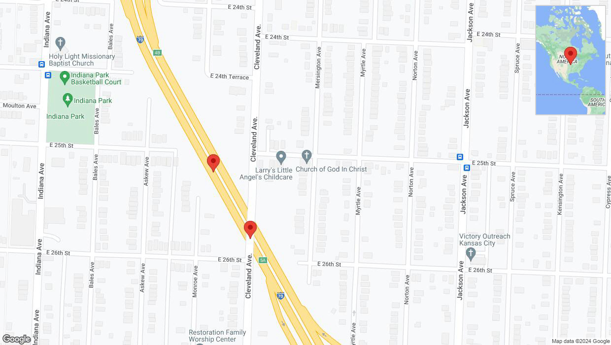 A detailed map that shows the affected road due to 'Broken down vehicle on eastbound I-70 in Kansas City' on July 27th at 7:44 p.m.