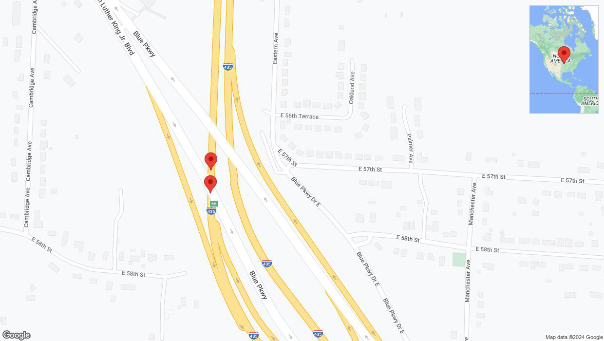 A detailed map that shows the affected road due to 'Broken down vehicle on southbound I-435 in Kansas City' on July 28th at 4:35 p.m.