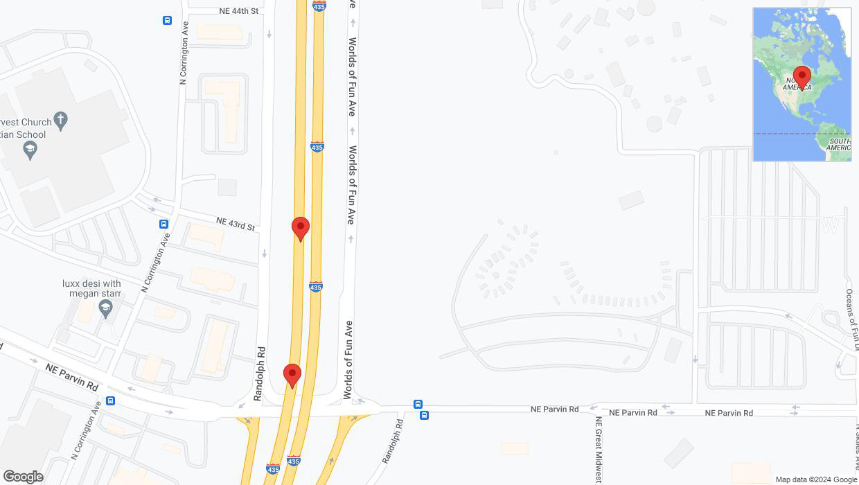 A detailed map that shows the affected road due to 'Broken down vehicle on southbound I-435 in Kansas City' on July 28th at 5:41 p.m.