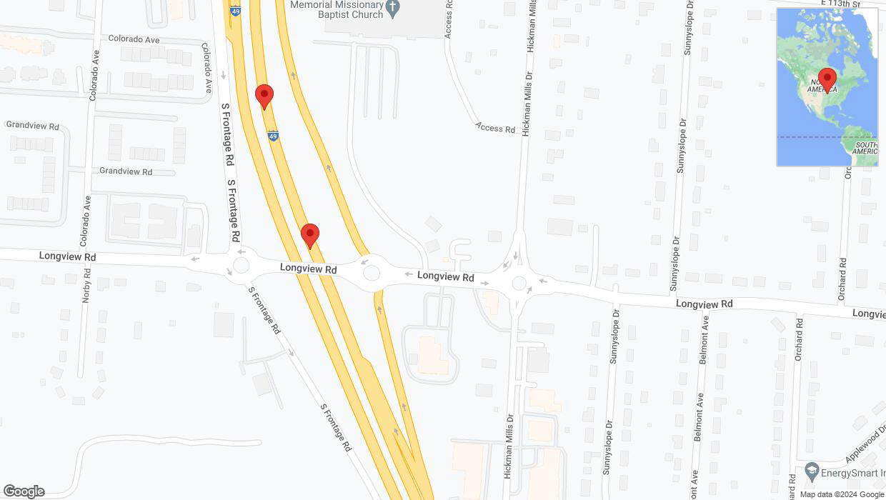 A detailed map that shows the affected road due to 'Warning: Crash on northbound I-40/US-71 in Kansas City' on July 28th at 8:59 p.m.